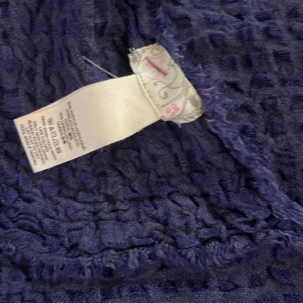 Free People Scarf One Size Long Weekend Waffle Scarf Navy New Linen Blend